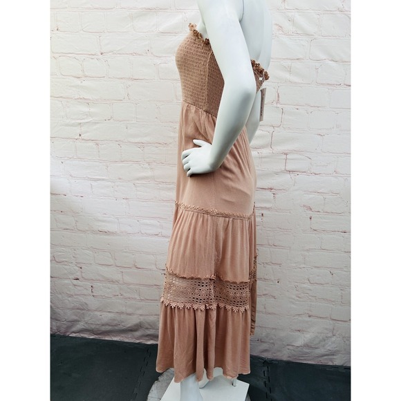 Simplee Women's 2023 Summer Bohemian Strapless Off Shoulder Lace Trim Backless M - Picture 4 of 11